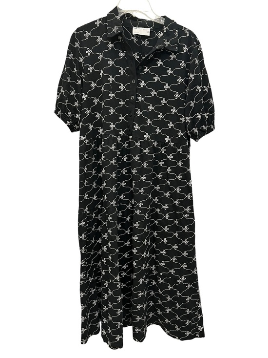 ASOS Dresses & Skirts - ASOS Black Midi shirt Dress with White embroidered Chain-Link eyelet detail.
